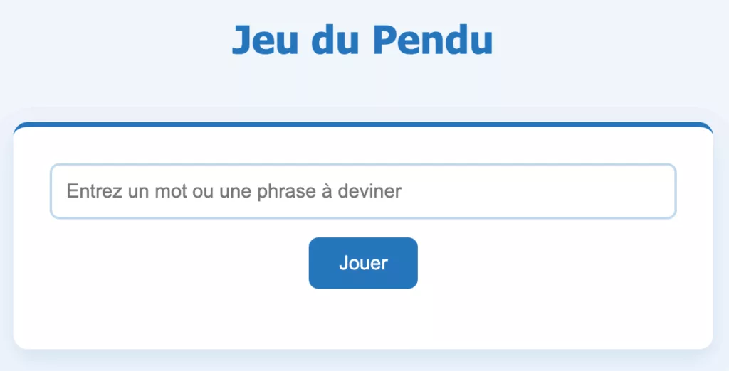 Générateur de jeu du pendu