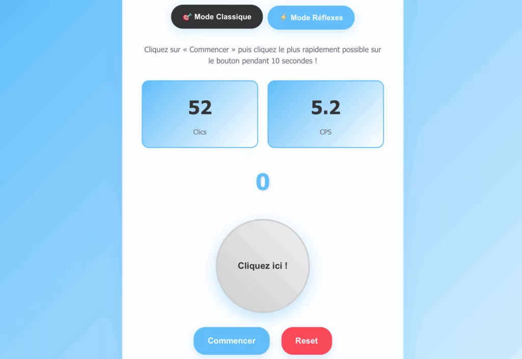 Test vitesse de clic ou click