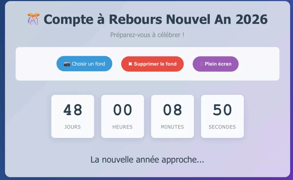 Compte à rebours Nouvel an 2026
