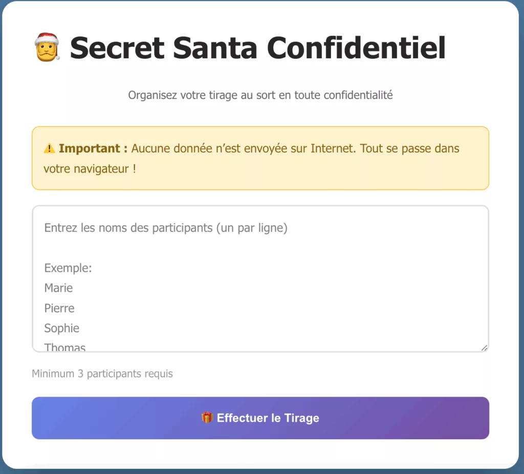 Secret Santa sans email
